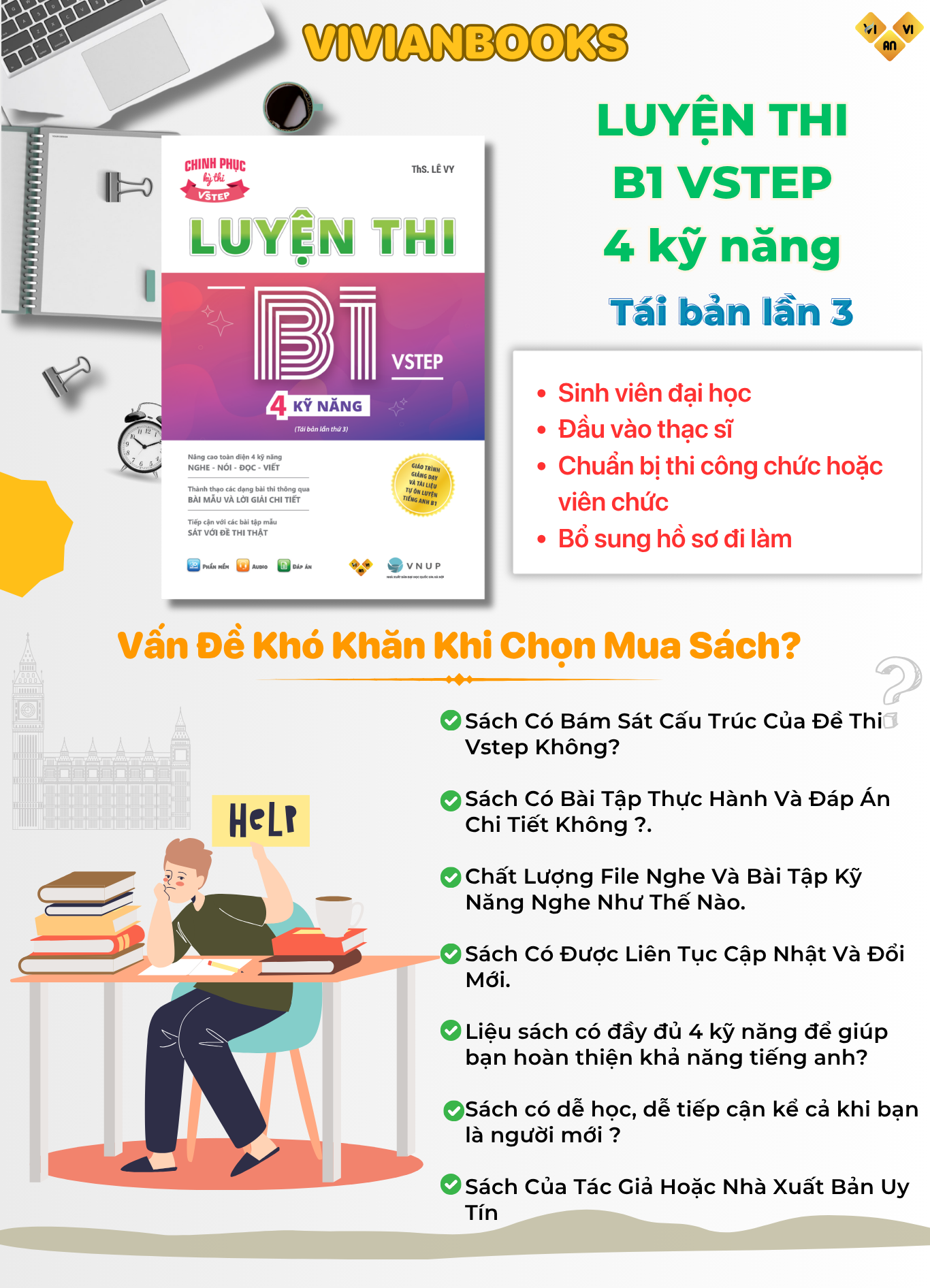 Sách Luyện thi B1 Vstep 4 kỹ năng - Ôn thi chứng chỉ tiếng Anh B1 bậc 3 (bằng B1 tiếng Anh) 1 3