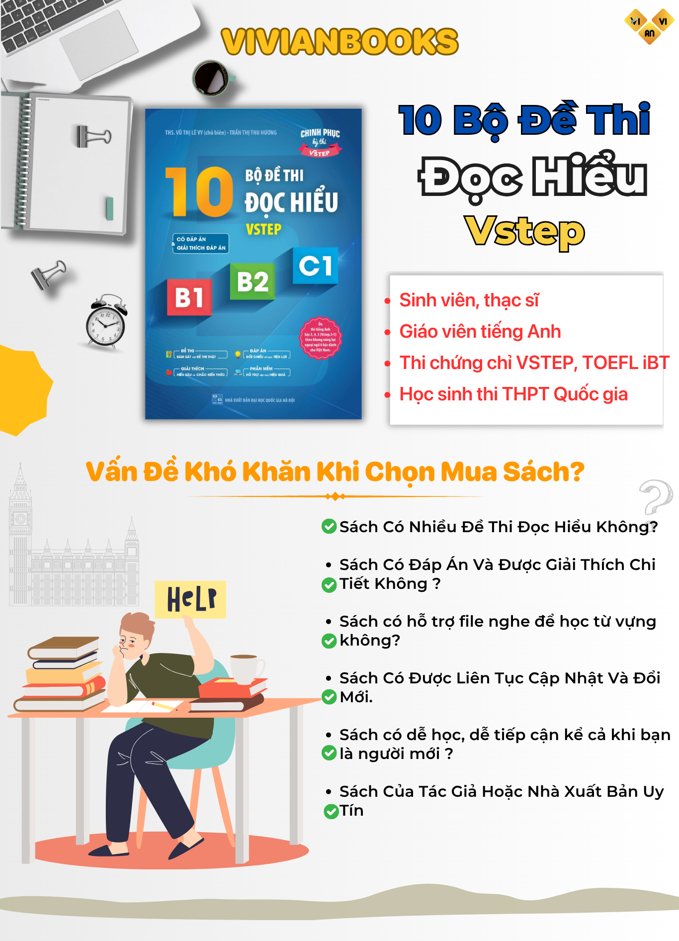 10 Bộ Đề Thi VSTEP Reading B1, B2, C1 Có Đáp Án | Sách Luyện Đọc Hiểu VSTEP Sach 10 bo de thi Doc hieu VSTEP Reading THPT Quoc gia 1