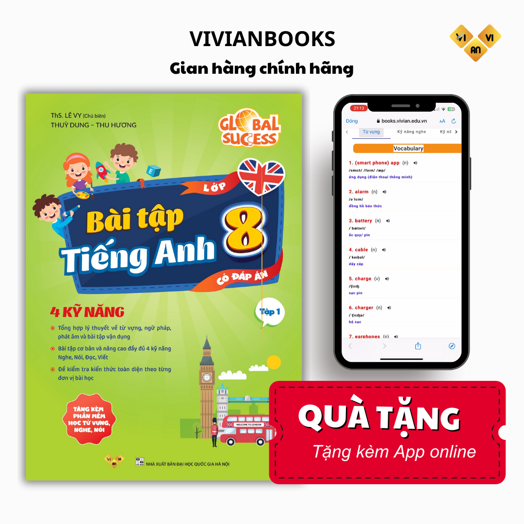 Sách Bài tập tiếng Anh lớp 8 Global Success 4 kỹ năng có đáp án Tập 1 ThS.Lê Vy - Anh ngữ Vivian Sách Bài tập tiếng Anh lớp 8 Global Success 4 kỹ năng có đáp án Tập 1 ThS.Lê Vy - Anh ngữ Vivian