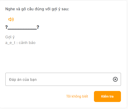 Game Viết lại theo âm thanh trong Khoá học Vstep online