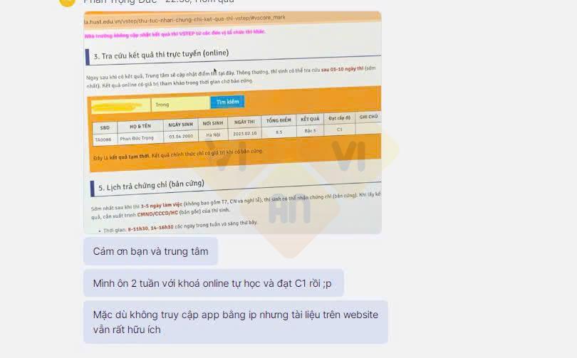 Feedback VSTEP Online Vivian 11